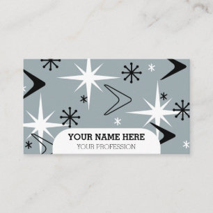Mid Century Modern Boomerangs Slate Gray Business Card