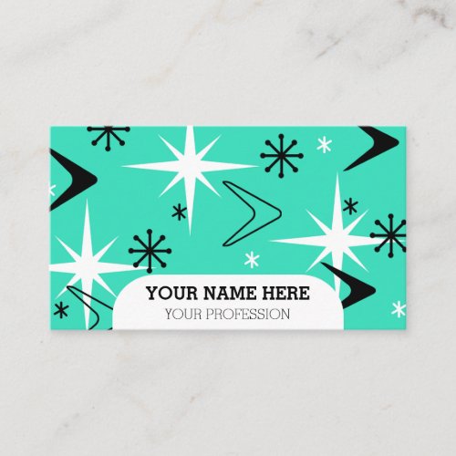 Mid Century Modern Boomerangs Turquoise Business Card