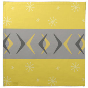 Mid Century Modern Boomerangs Yellow Gray Cloth Napkin