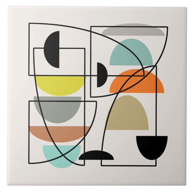 Mid Century Modern 'Bowls' Ceramic Tile (Front)