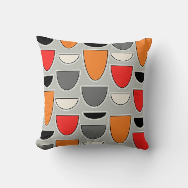 Mid Century Modern Bowls (Gray) Throw Pillow (Front)