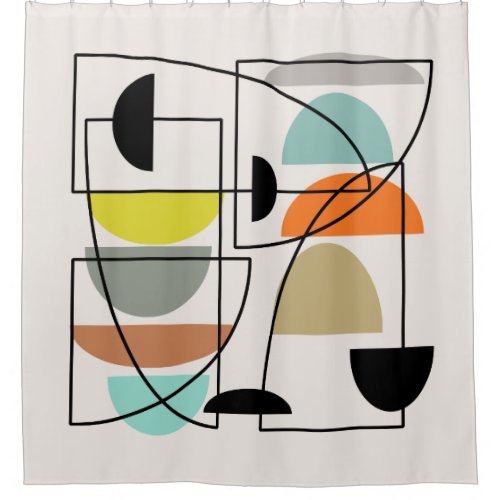 Mid Century Modern Bowls Shower Curtain