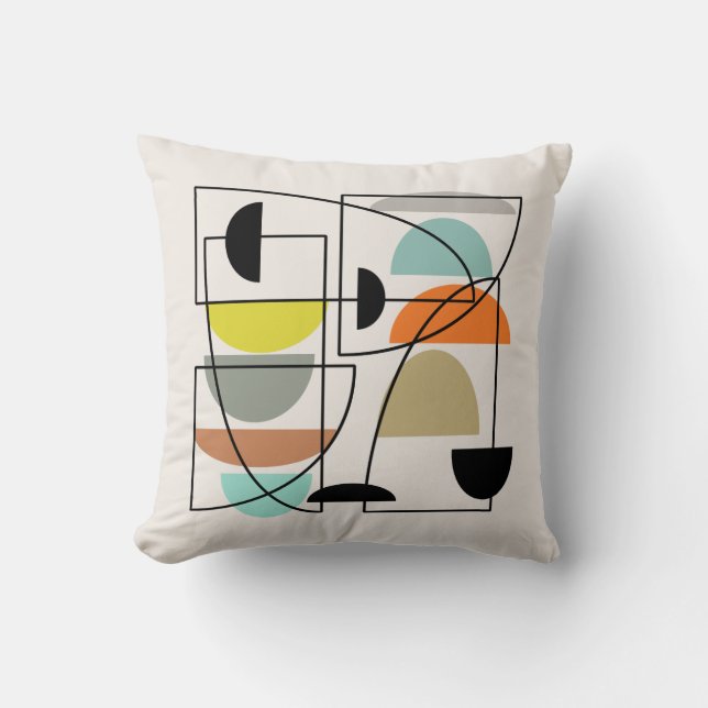 Mid Century Modern 'Bowls' Throw Pillow (Front)