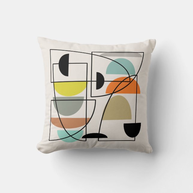 Mid Century Modern "Bowls" Throw Pillow (Front)
