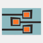 Mid-Century Modern Branches with Pops of Orange Wrapping Paper Sheets