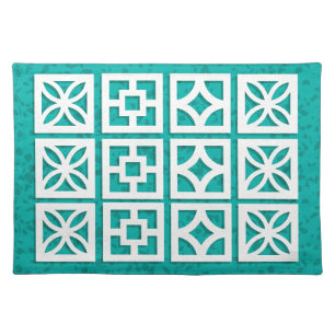 Mid Century Modern Breeze Block Aqua Place Mat
