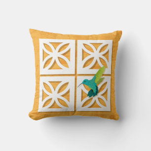 Mid-Century Modern Breeze Block Bird Throw Pillow