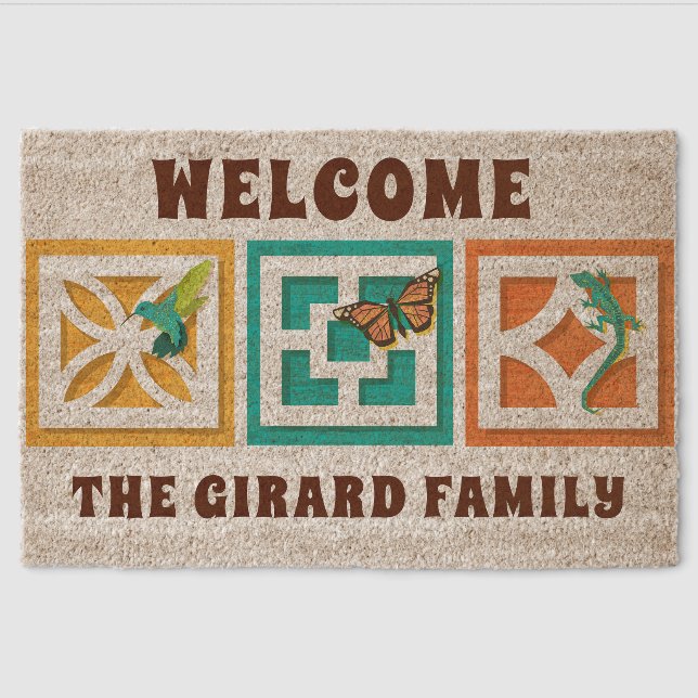 Mid- Century Modern Breeze Block  Fiber Doormat (Front)