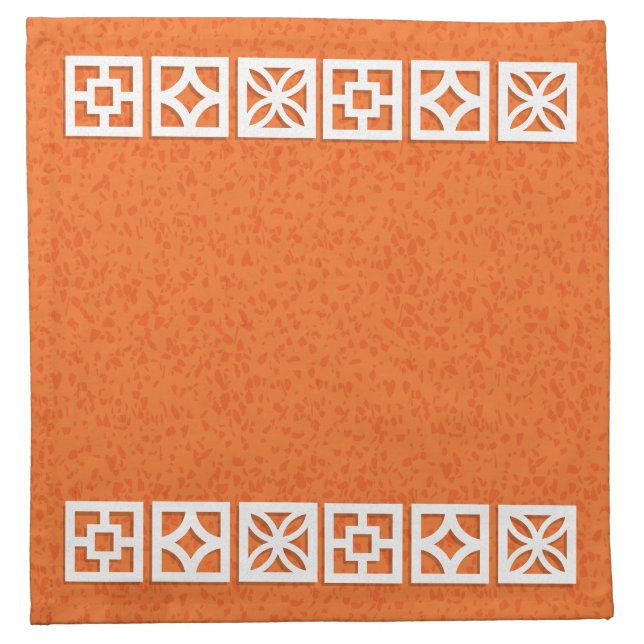 Mid Century Modern Breeze Block Orange Napkin Set (Front)