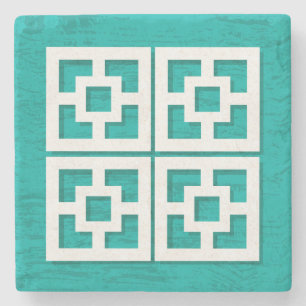 Mid Century Modern Breeze Blocks Aqua Coasters