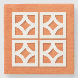 Mid Century Modern Breeze Blocks Orange Coasters