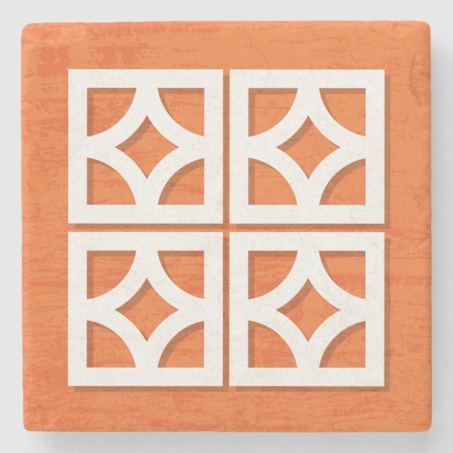 Mid Century Modern Breeze Blocks Orange Coasters (Front)