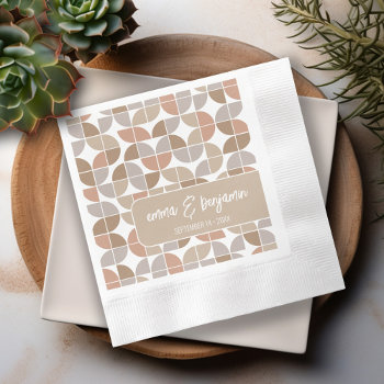 Mid Century Modern Bridal Shower Champagne Colors Napkins by JustWeddings at Zazzle