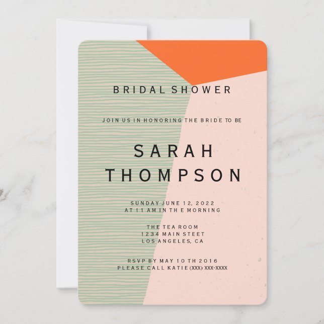 Mid- Century Modern Bridal Shower Invitation (Front)