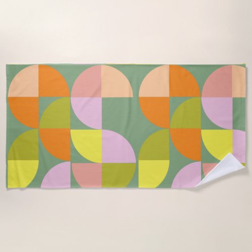 Mid Century Modern Bright Colorful Fresh Geometric Beach Towel