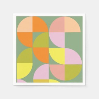 Mid Century Modern Bright Colorful Fresh Geometric Napkins