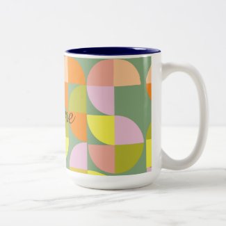 Mid Century Modern Bright Colorful Fresh Geometric Two-Tone Coffee Mug