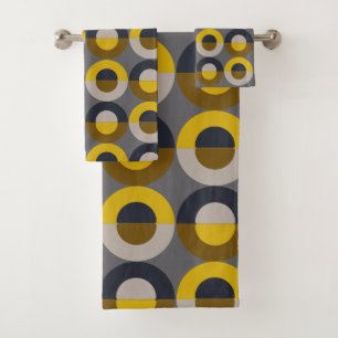 Mid-Century Modern Bronze Mustard Thunder       Bath Towel Set