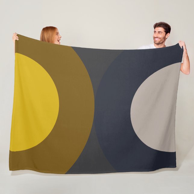 Mid-Century Modern Bronze Mustard Thunder   Fleece Blanket (In Situ)