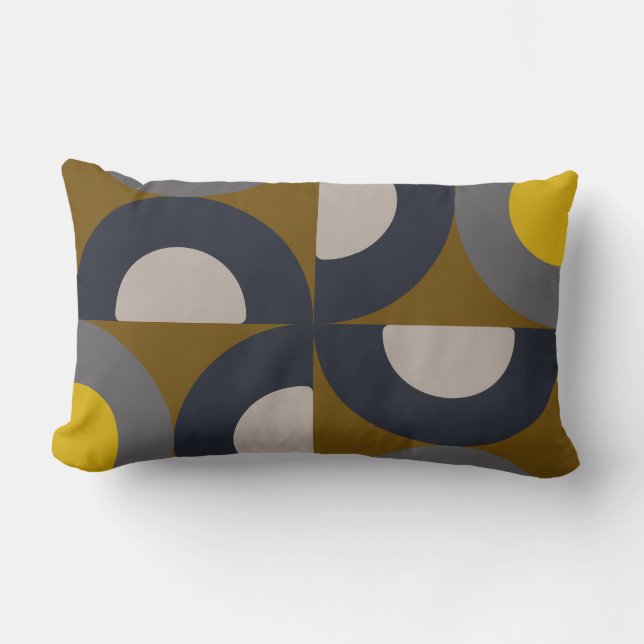 Mid-Century Modern Bronze Mustard Thunder  Lumbar Pillow (Front)