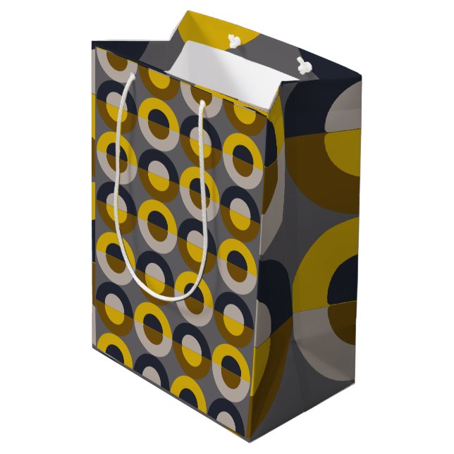 Mid-Century Modern Bronze Mustard Thunder       Medium Gift Bag (Back Angled)