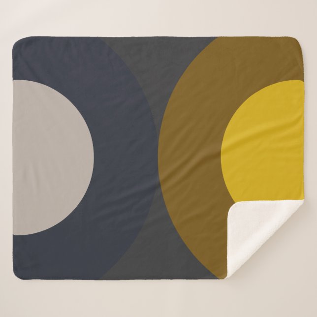 Mid-Century Modern Bronze Mustard Thunder   Sherpa Blanket (Front (Horizontal))