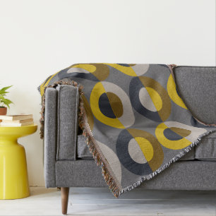 Mid-Century Modern Bronze Mustard Thunder Throw Blanket