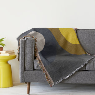 Mid-Century Modern Bronze Mustard Thunder Throw Blanket