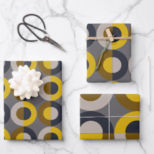 Mid-Century Modern Bronze Mustard Thunder Wrapping Paper Sheets