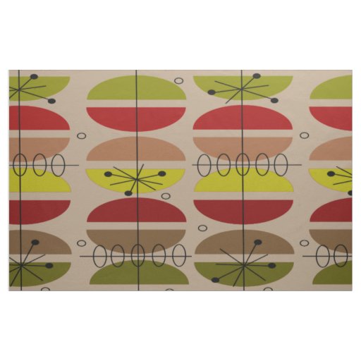 Mid-Century Modern Brown Abstract Fabric