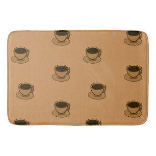 Mid Century Modern Brown Cozy Coffee Cup Bath Mat