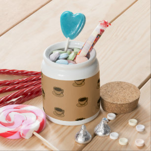 Mid Century Modern Brown Cozy Coffee Cup Candy Jar