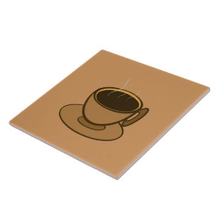 Mid Century Modern Brown Cozy Coffee Cup Ceramic Tile