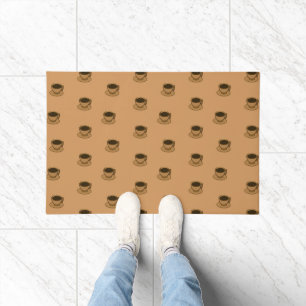 Mid Century Modern Brown Cozy Coffee Cup Doormat
