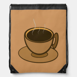 Mid Century Modern Brown Cozy Coffee Cup  Drawstring Bag