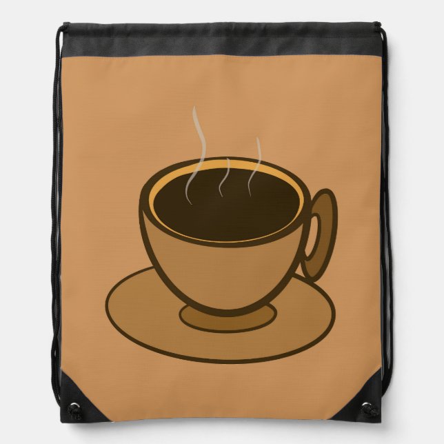 Mid Century Modern Brown Cozy Coffee Cup  Drawstring Bag (Front)