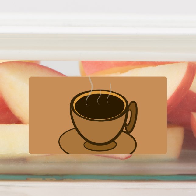 Mid Century Modern Brown Cozy Coffee Cup Labels (Affixed)