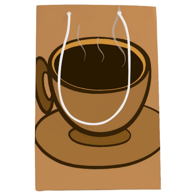 Mid Century Modern Brown Cozy Coffee Cup Medium Gift Bag (Front)