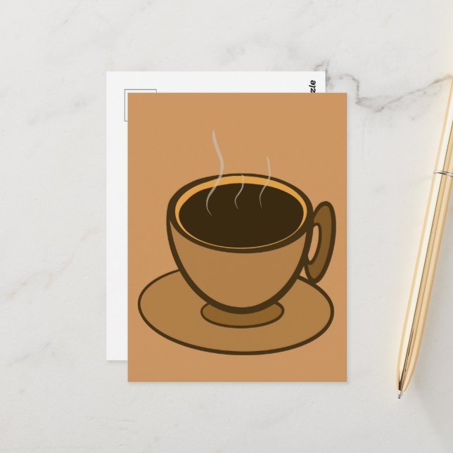 Mid Century Modern Brown Cozy Coffee Cup Postcard (Front/Back In Situ)