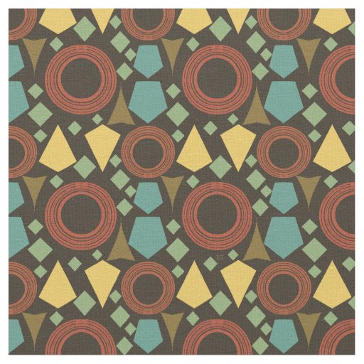 Mid Century Modern Brown Geometric  Fabric