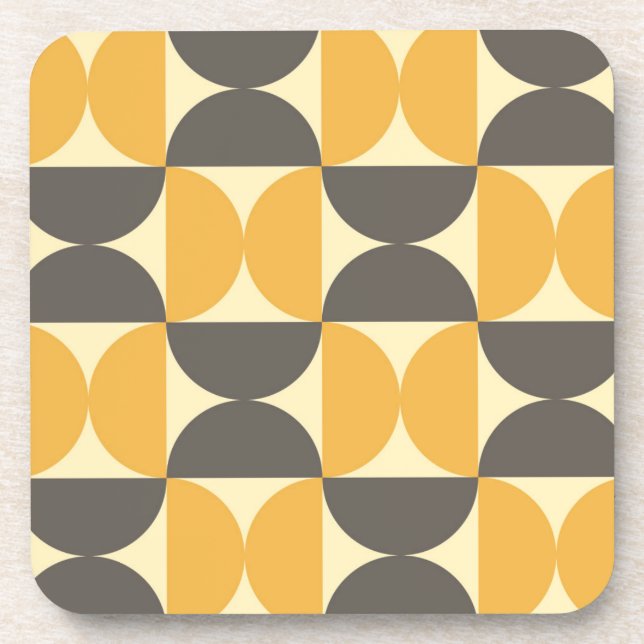 Mid-Century Modern Brown & Gold Pattern Beverage Coaster (Front)