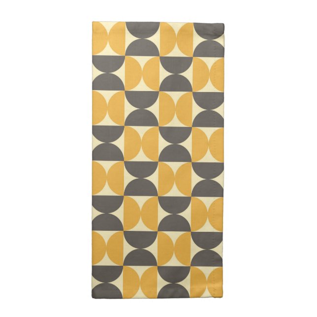 Mid-Century Modern Brown & Gold Pattern Cloth Napkin (Half Fold)