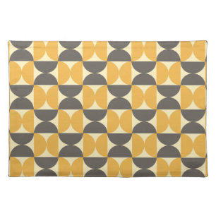 Mid-Century Modern Brown & Gold Pattern Cloth Placemat