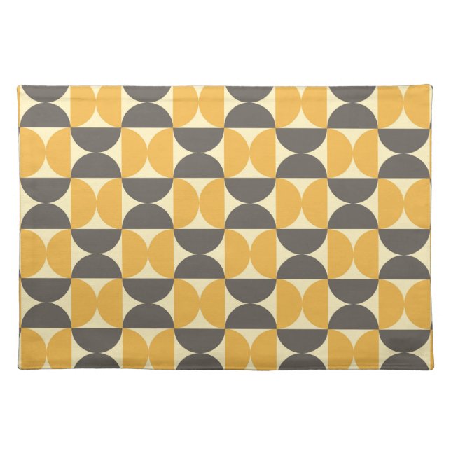 Mid-Century Modern Brown & Gold Pattern Cloth Placemat (Front)