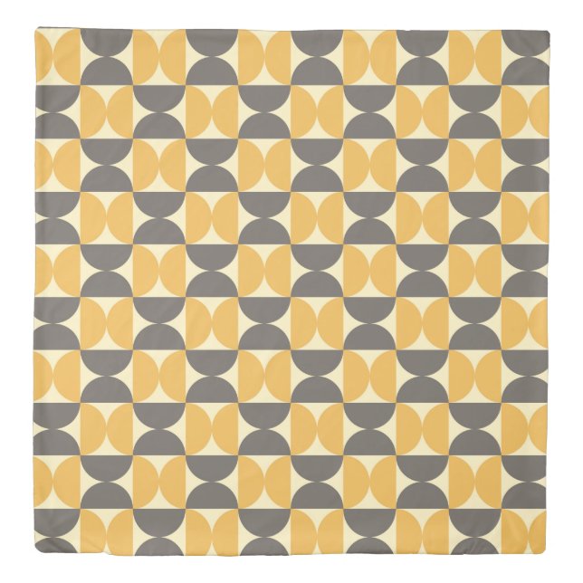 Mid-Century Modern Brown & Gold Pattern Duvet Cover (Front)
