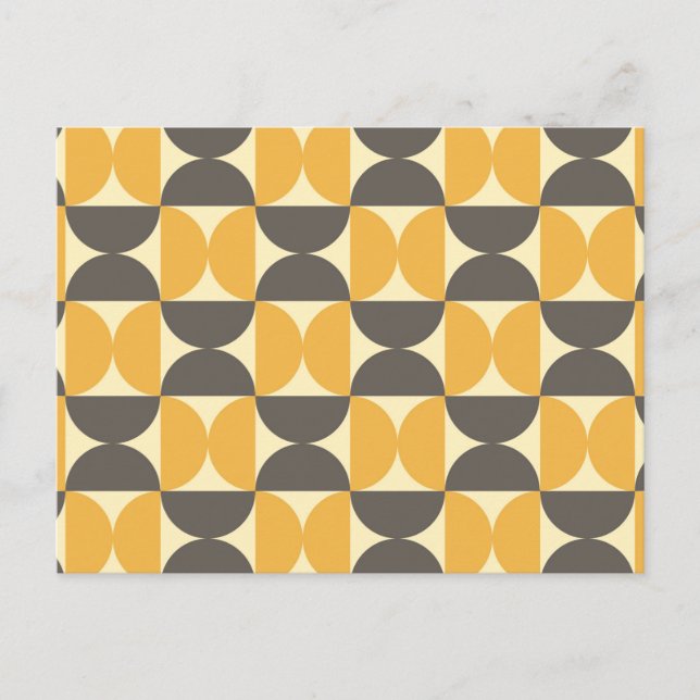 Mid-Century Modern Brown & Gold Pattern Holiday Postcard (Front)