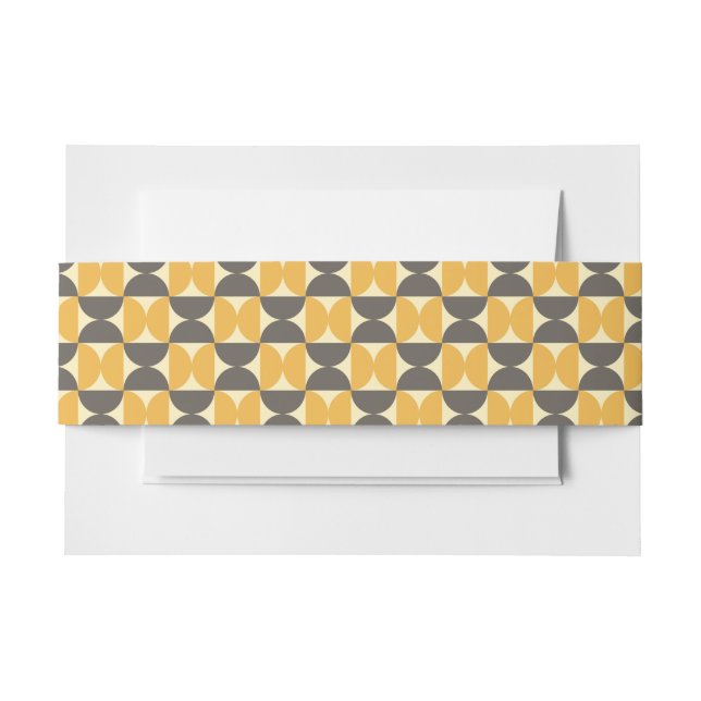 Mid-Century Modern Brown & Gold Pattern Invitation Belly Band (Front Example)