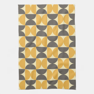 Mid-Century Modern Brown & Gold Pattern Kitchen Towel