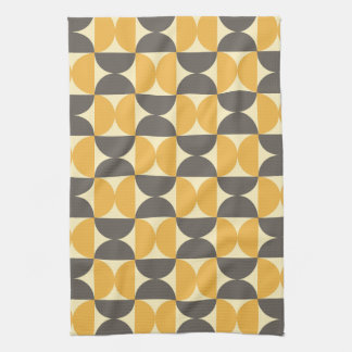 Mid-Century Modern Brown & Gold Pattern Kitchen Towel