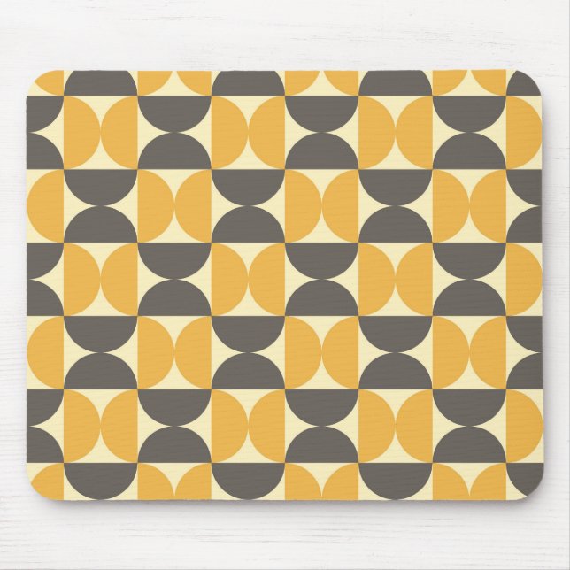 Mid-Century Modern Brown & Gold Pattern Mouse Pad (Front)
